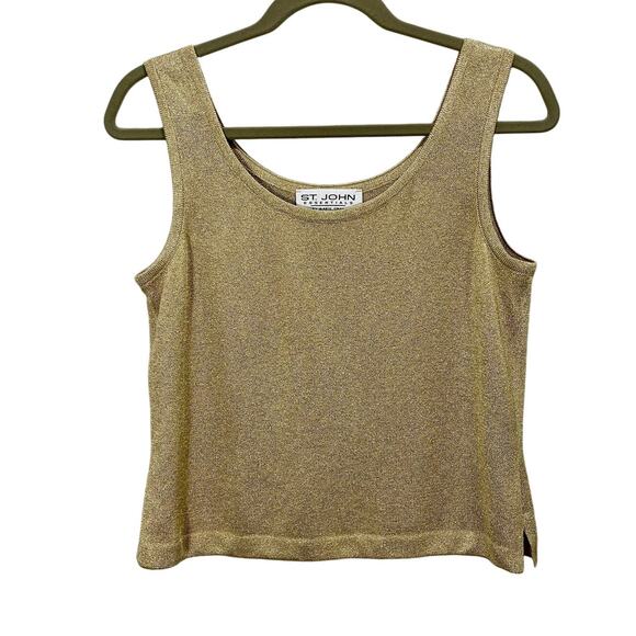 Vintage Y2K St. John Gold Knit Tank Top Metallic Sleeveless - Size Small - Picture 8 of 8